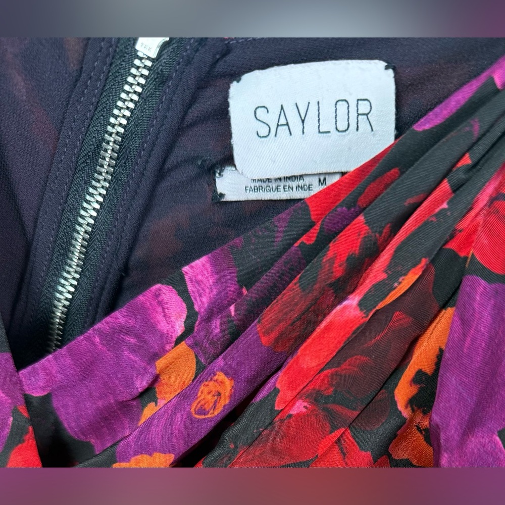 SAYLOR Alouette Floral Mini Dress Women’s Size M Puff Sleeve Ruched $275 Retail - Picture 7 of 7